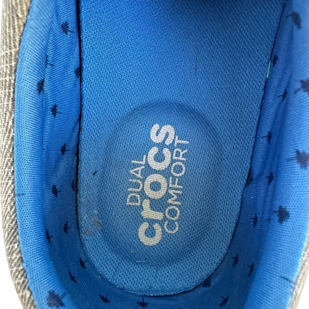 Crocs Walu Canvas Loafers‎ Mens 11 Grey Lace Up Casual Comfort Shoes 203969